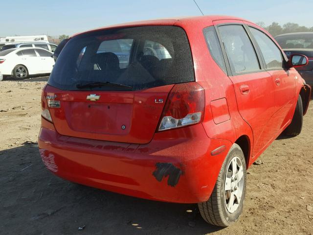 KL1TD66647B762883 - 2007 CHEVROLET AVEO BASE RED photo 4