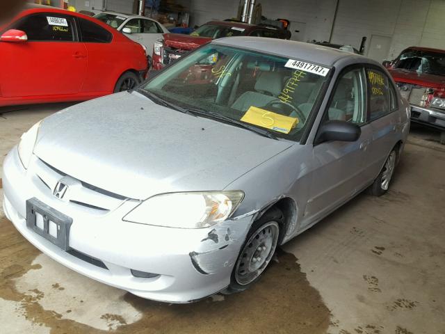 2HGES16575H580148 - 2005 HONDA CIVIC LX SILVER photo 2