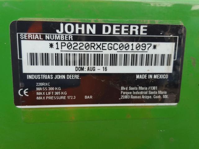 1P0220RXEGC001097 - 2016 JOHN DEERE LOADER GREEN photo 10