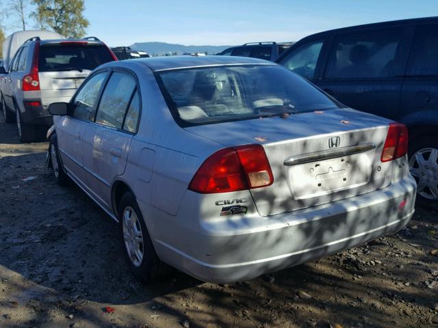 1HGES16512L081697 - 2002 HONDA CIVIC LX SILVER photo 3