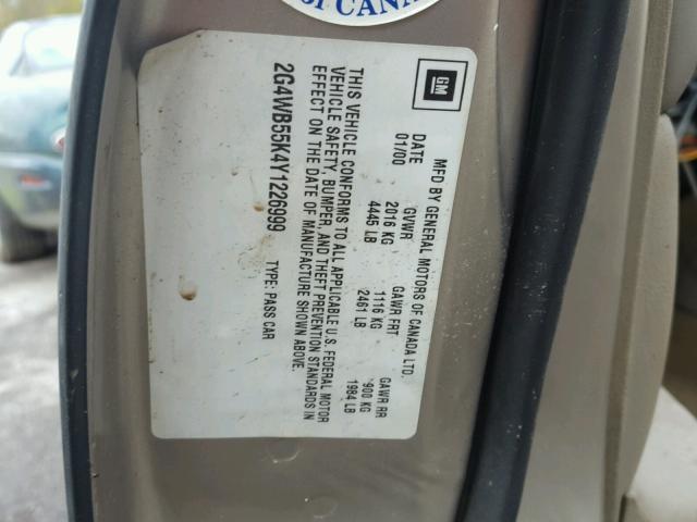 2G4WB55K4Y1226999 - 2000 BUICK REGAL LS 棕色 照片 10