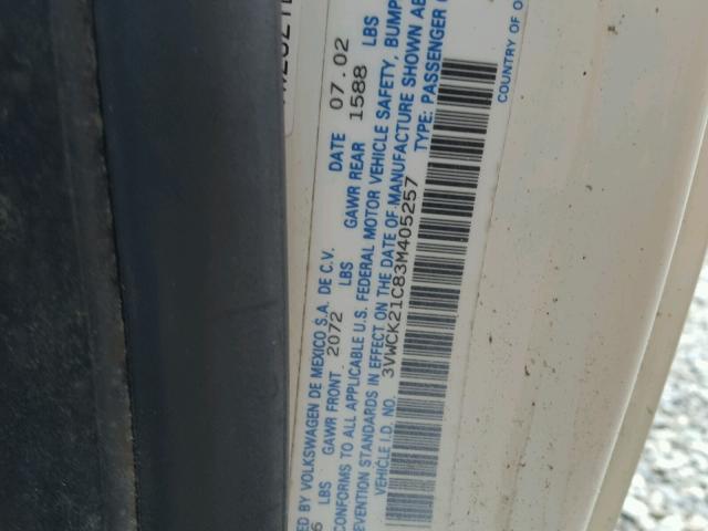 3VWCK21C83M405257 - 2003 VOLKSWAGEN NEW BEETLE 白色 照片 10