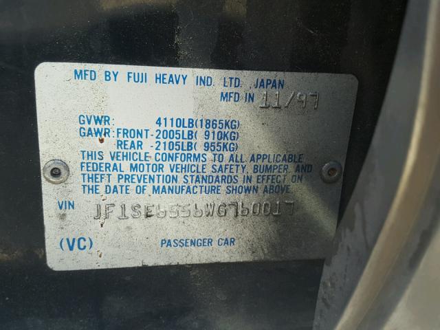 JF1SF6556WG760017 - 1998 SUBARU FORESTER S BLACK photo 10