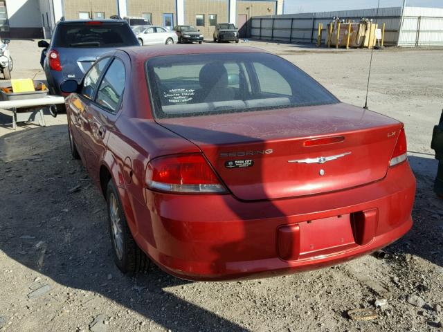 1C3EL46X34N110112 - 2004 CHRYSLER SEBRING LX RED photo 3