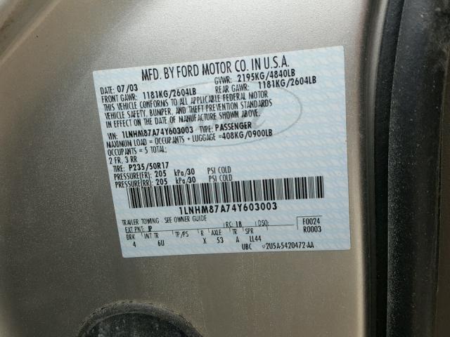 1LNHM87A74Y603003 - 2004 LINCOLN LS 银色 照片 10