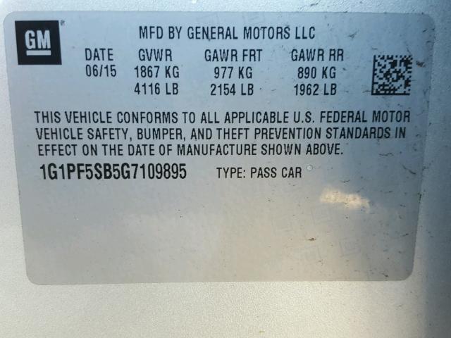 1G1PF5SB5G7109895 - 2016 CHEVROLET CRUZE LIMI GRAY photo 10