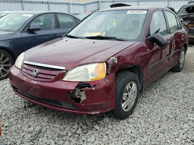 2HGES16443H923471 - 2003 HONDA CIVIC DX BURGUNDY photo 2