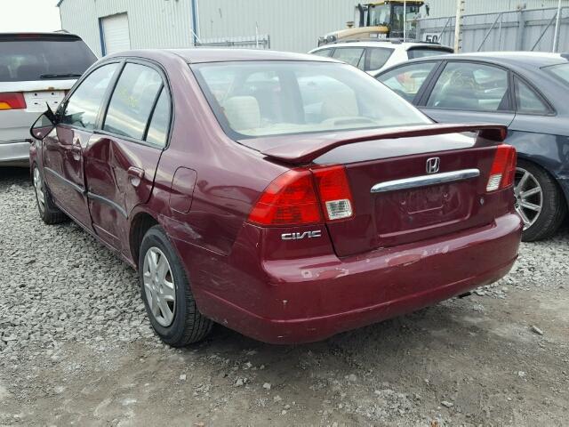 2HGES16443H923471 - 2003 HONDA CIVIC DX BURGUNDY photo 3