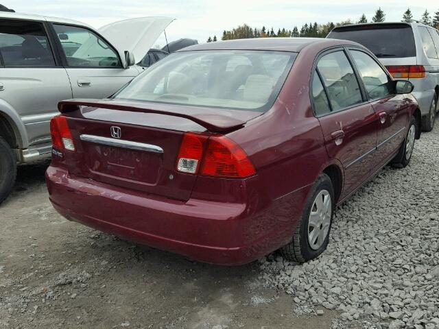 2HGES16443H923471 - 2003 HONDA CIVIC DX BURGUNDY photo 4