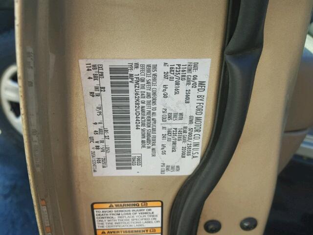 1FMZU62K82UD44244 - 2002 FORD EXPLORER X GOLD photo 10