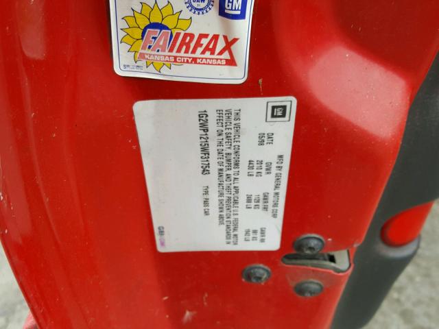 1G2WP1215WF317543 - 1998 PONTIAC GRAND PRIX Червоний фото 10