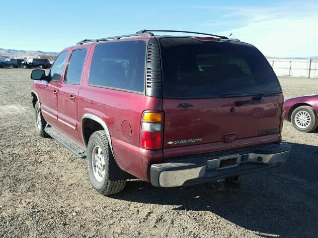 1GNFK16Z82J284434 - 2002 CHEVROLET SUBURBAN K MAROON photo 3