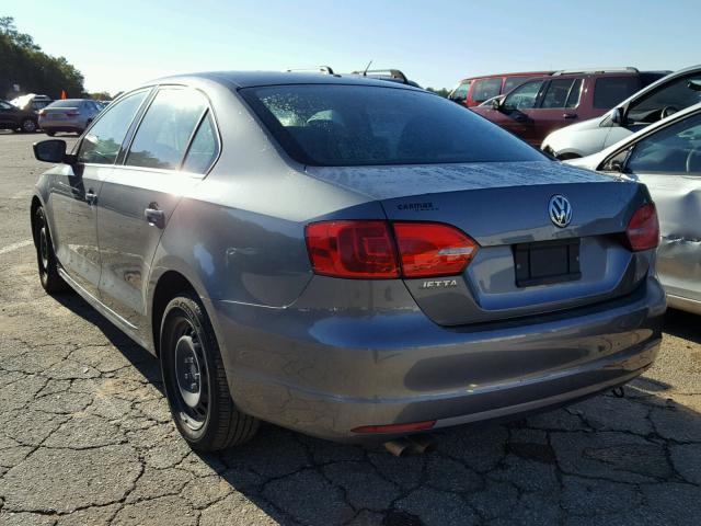 3VW2K7AJ1BM073152 - 2011 VOLKSWAGEN JETTA BASE GRAY photo 3
