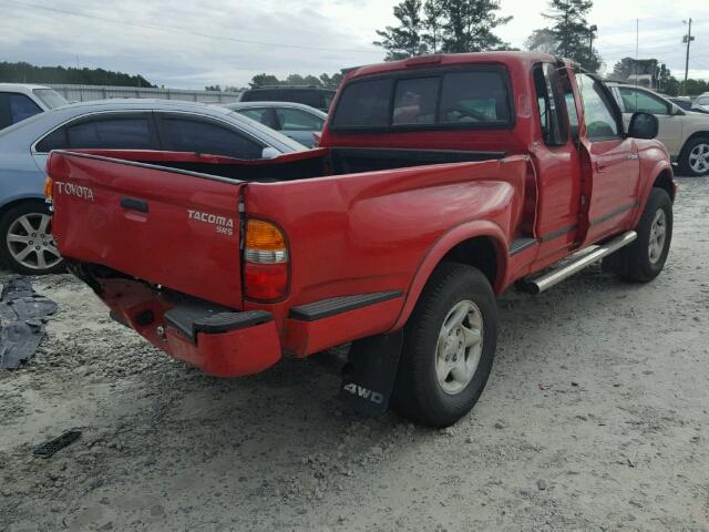 5TEWM72N61Z738578 - 2001 TOYOTA TACOMA RED photo 4