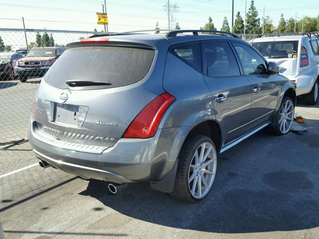 JN8AZ08WX7W658424 - 2007 NISSAN MURANO SL GRAY photo 4