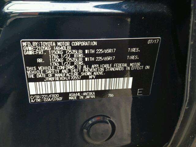 JTMBFREV0HJ170557 - 2017 TOYOTA RAV4 LE Mavi foto 10