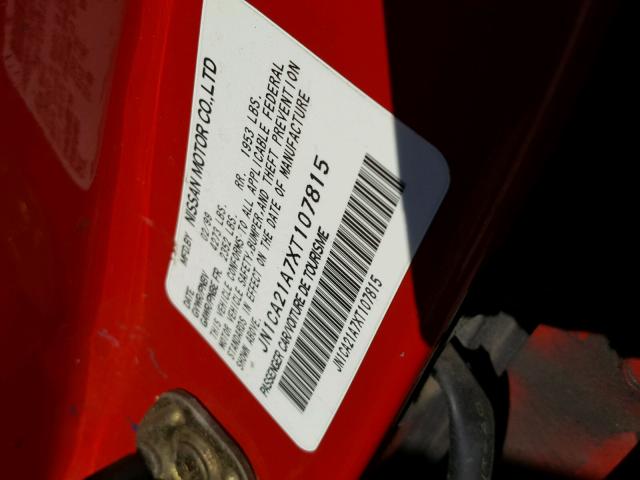 JN1CA21A7XT107815 - 1999 NISSAN MAXIMA GLE RED photo 10