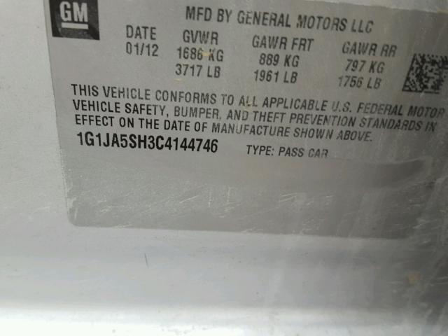 1G1JA5SH3C4144746 - 2012 CHEVROLET SONIC LS SILVER photo 10