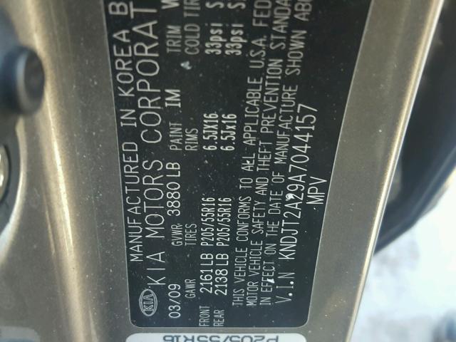 KNDJT2A29A7044157 - 2010 KIA SOUL + GRAY photo 10