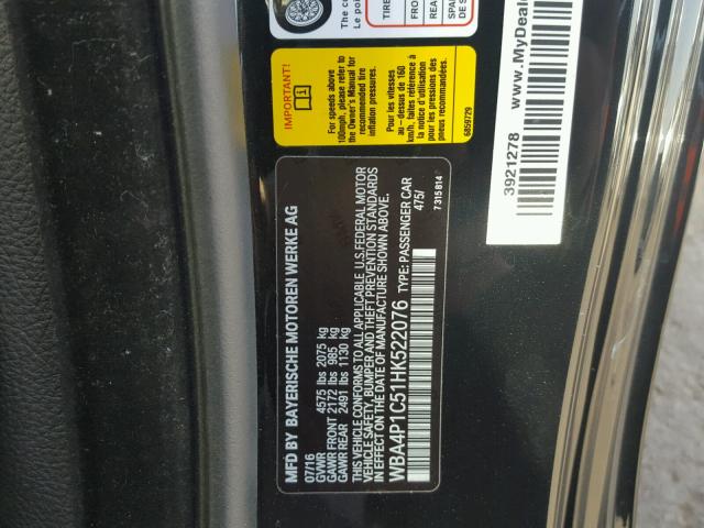 WBA4P1C51HK522076 - 2017 BMW 440I Noir photo 10