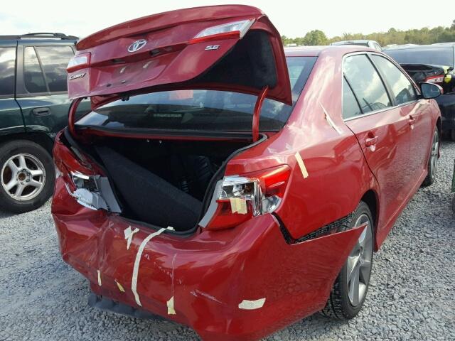4T1BF1FK3CU619545 - 2012 TOYOTA CAMRY BASE RED photo 4