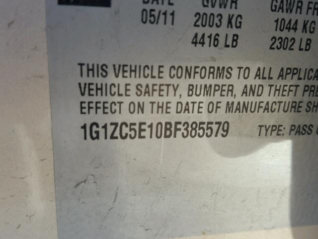 1G1ZC5E10BF385579 - 2011 CHEVROLET MALIBU 1LT GOLD photo 10