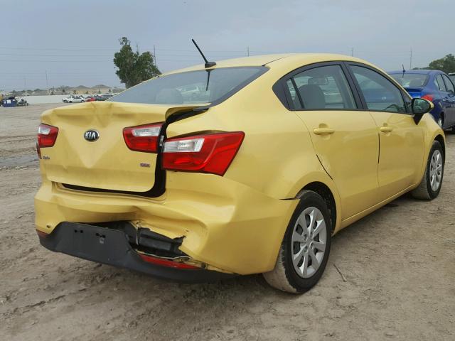 KNADM4A34G6544866 - 2016 KIA RIO LX YELLOW photo 4