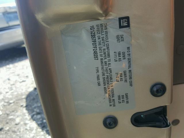 1G1ZS57F07F248287 - 2007 CHEVROLET MALIBU LS Bej foto 10