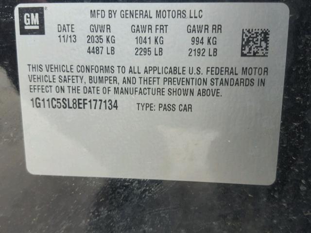 1G11C5SL8EF177134 - 2014 CHEVROLET MALIBU 1LT შავი ფოტო 10