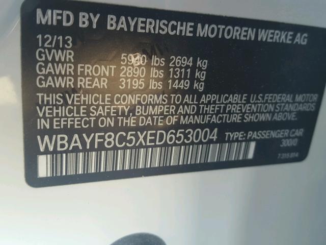 WBAYF8C5XED653004 - 2014 BMW 750 LXI WHITE photo 10