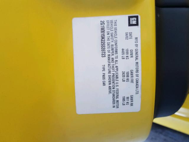 2G1WX15K229339723 - 2002 CHEVROLET MONTE CARL ყვითელი ფოტო 10