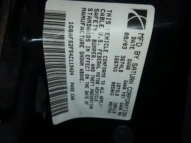 1G8AF52F54Z113424 - 2004 SATURN ION LEVEL BLACK photo 10