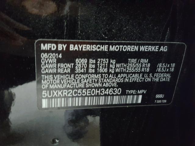 5UXKR2C55E0H34630 - 2014 BMW X5 SDRIVE3 BLACK photo 10