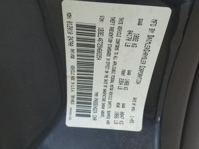 1B3EL46T25N602254 - 2005 DODGE STRATUS SX GRAY photo 10