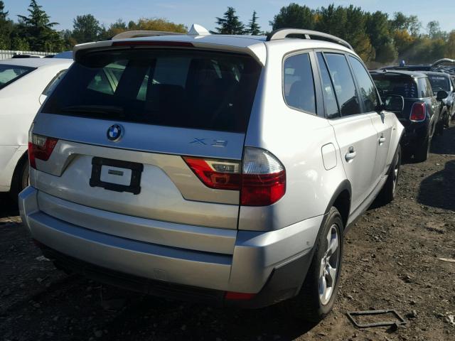 WBXPC93468WJ19059 - 2008 BMW X3 3.0SI SILVER photo 4