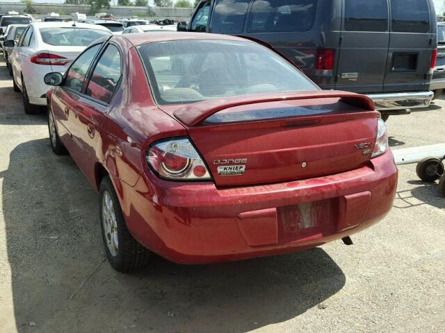 1B3ES56C04D582907 - 2004 DODGE NEON SXT RED photo 3