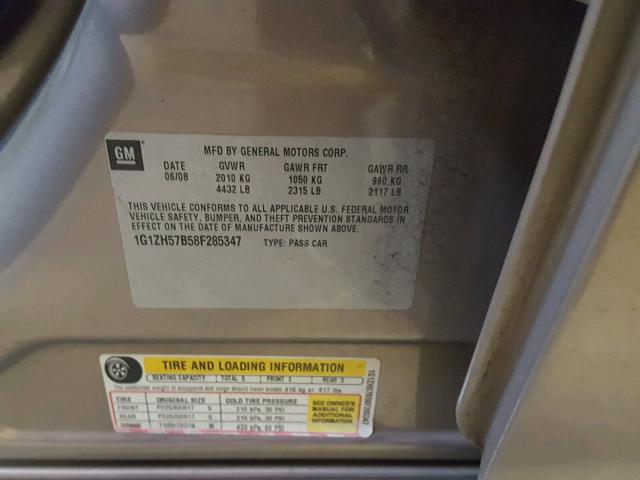 1G1ZH57B58F285347 - 2008 CHEVROLET MALIBU 1LT თაფლისფერი ფოტო 10