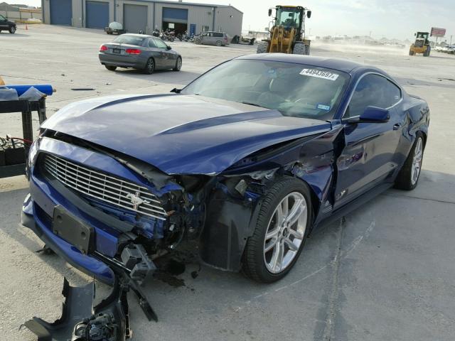 1FA6P8TH1G5278253 - 2016 FORD MUSTANG BLUE photo 2