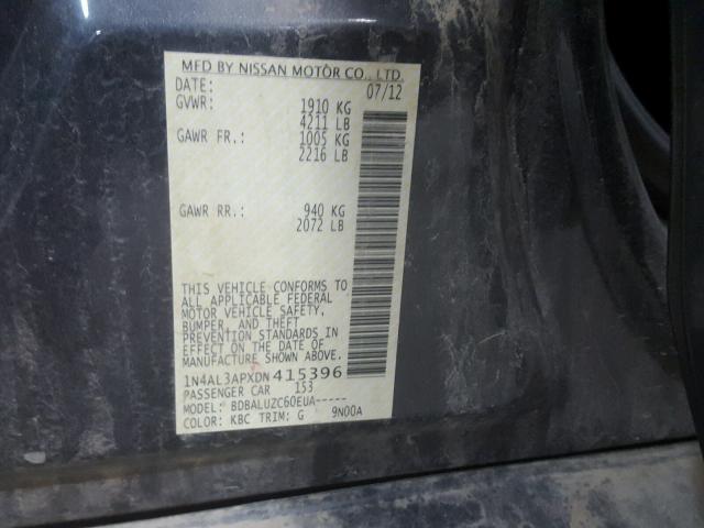 1N4AL3APXDN415396 - 2013 NISSAN ALTIMA CHARCOAL photo 10