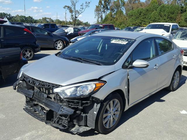 KNAFX4A68E5236256 - 2014 KIA FORTE LX SILVER photo 2