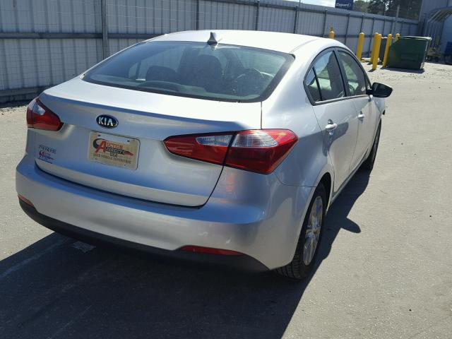 KNAFX4A68E5236256 - 2014 KIA FORTE LX SILVER photo 4