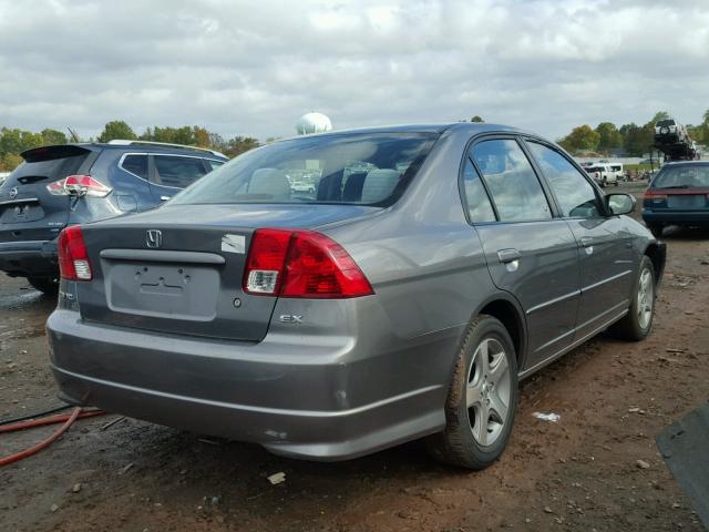 2HGES26745H501705 - 2005 HONDA CIVIC EX GRAY photo 4