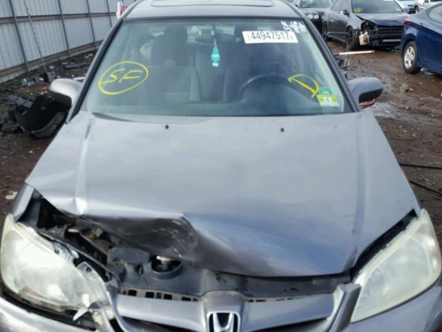 2HGES26745H501705 - 2005 HONDA CIVIC EX GRAY photo 7