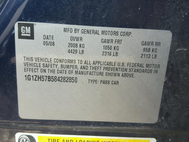 1G1ZH57B584282850 - 2008 CHEVROLET MALIBU 1LT ლურჯი ფოტო 10