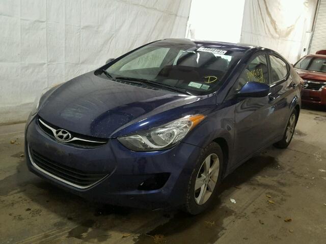 5NPDH4AE4DH363180 - 2013 HYUNDAI ELANTRA GL BLUE photo 2