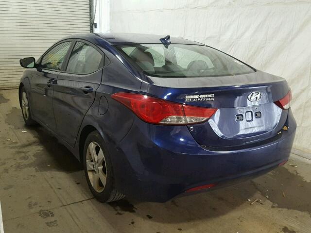 5NPDH4AE4DH363180 - 2013 HYUNDAI ELANTRA GL BLUE photo 3