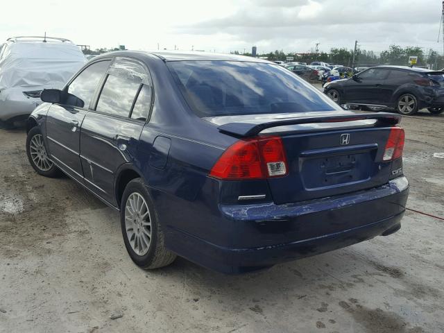 2HGES16565H607694 - 2005 HONDA CIVIC BLUE photo 3