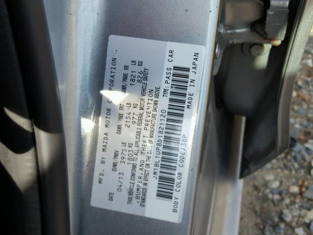 JM1BL1UP8D1821120 - 2013 MAZDA 3 I SILVER photo 10