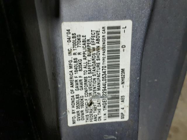 1HGEM22944L053470 - 2004 HONDA CIVIC EX SILVER photo 10