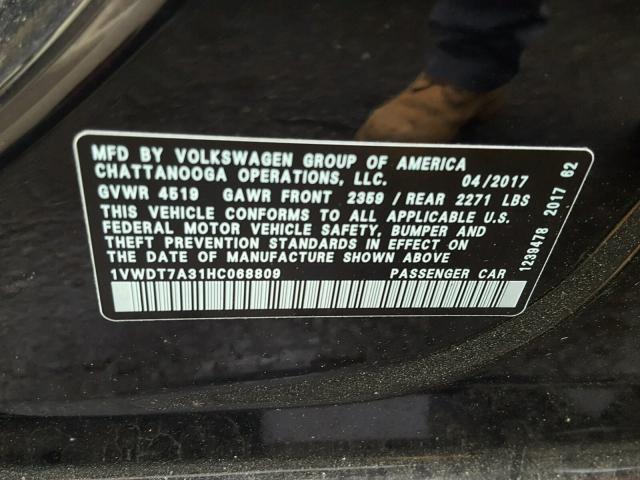 1VWDT7A31HC068809 - 2017 VOLKSWAGEN PASSAT R-L 黑色 照片 10